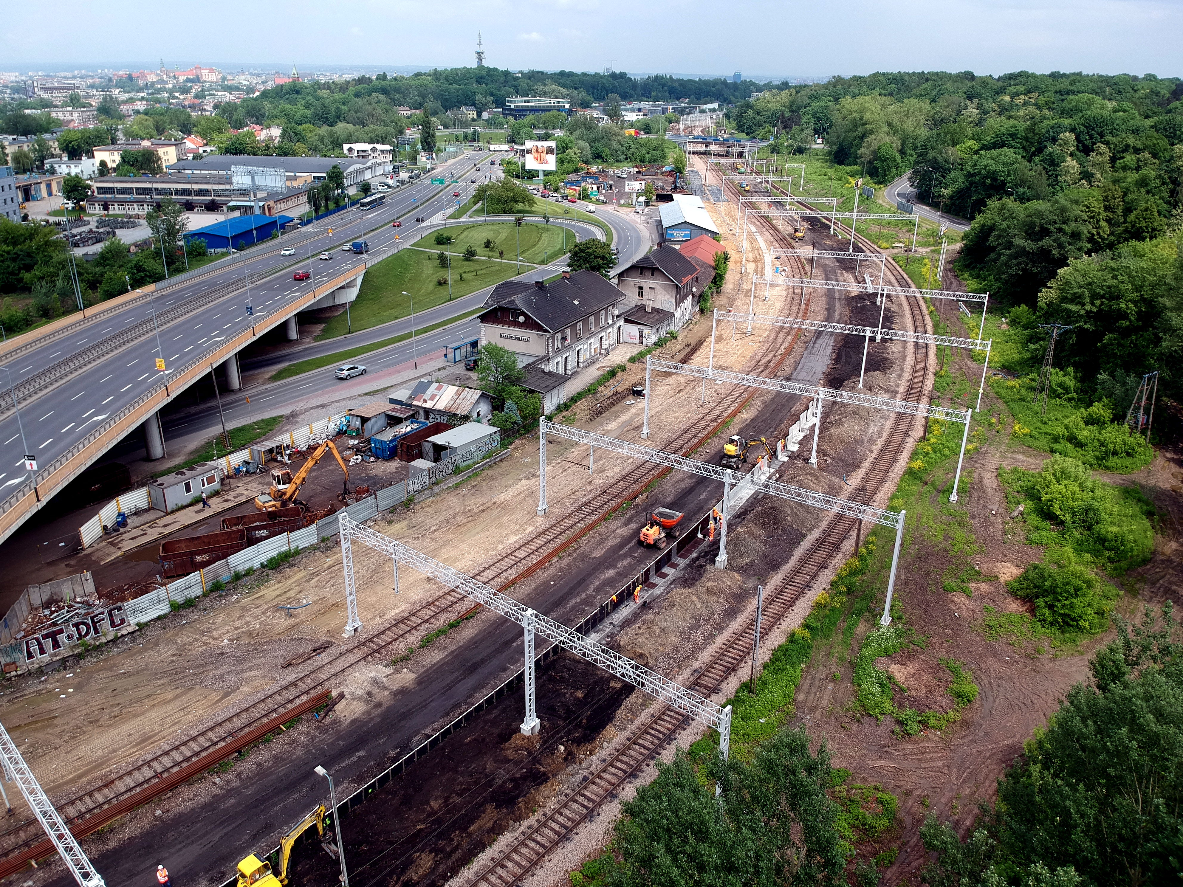 Prace budowlane na torze kolejowym, Kraków - Railway construction