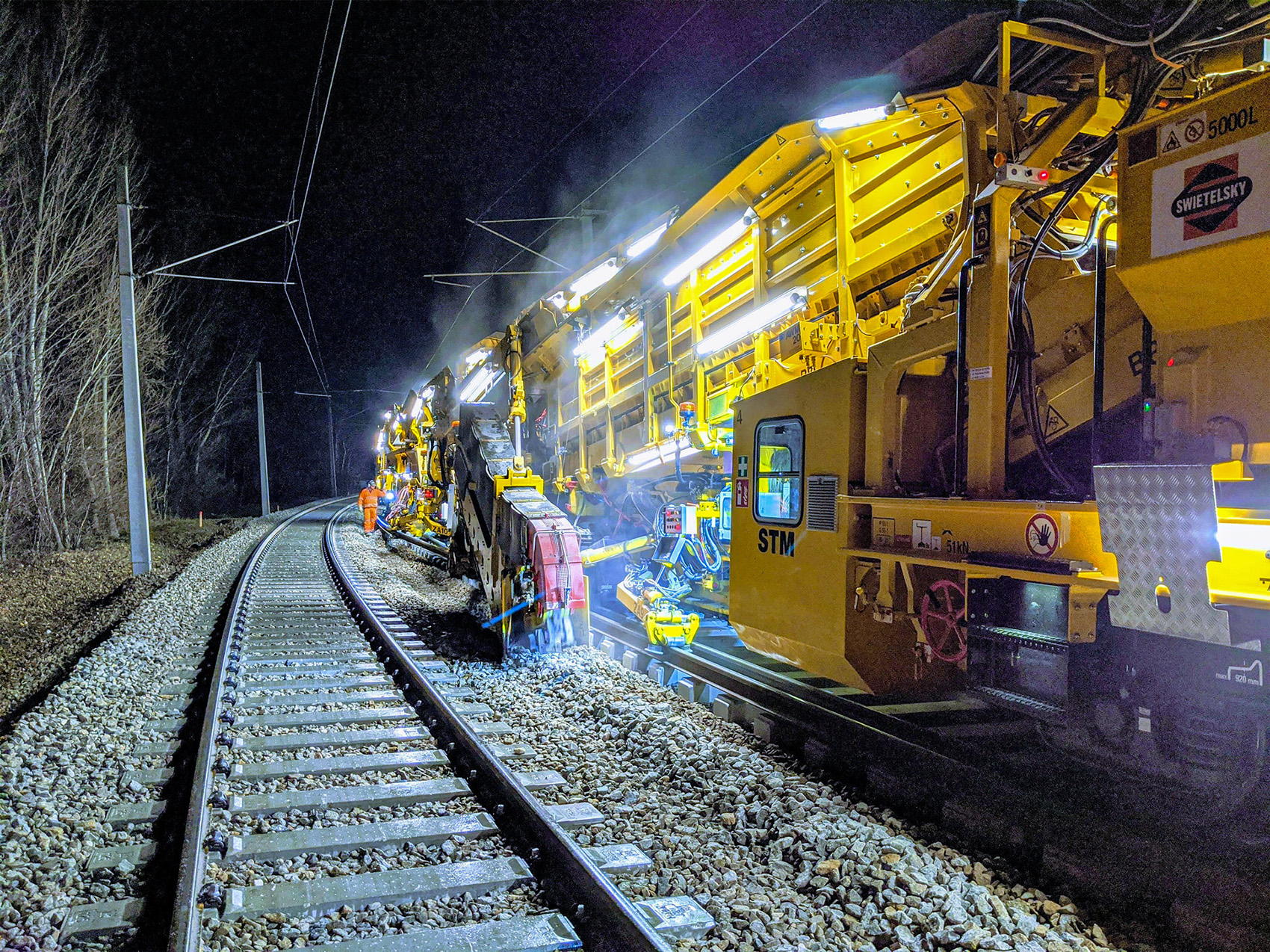 Maschinelle Gleisneulage auf der WLB-Strecke, Traiskirchen-Baden - Railway construction